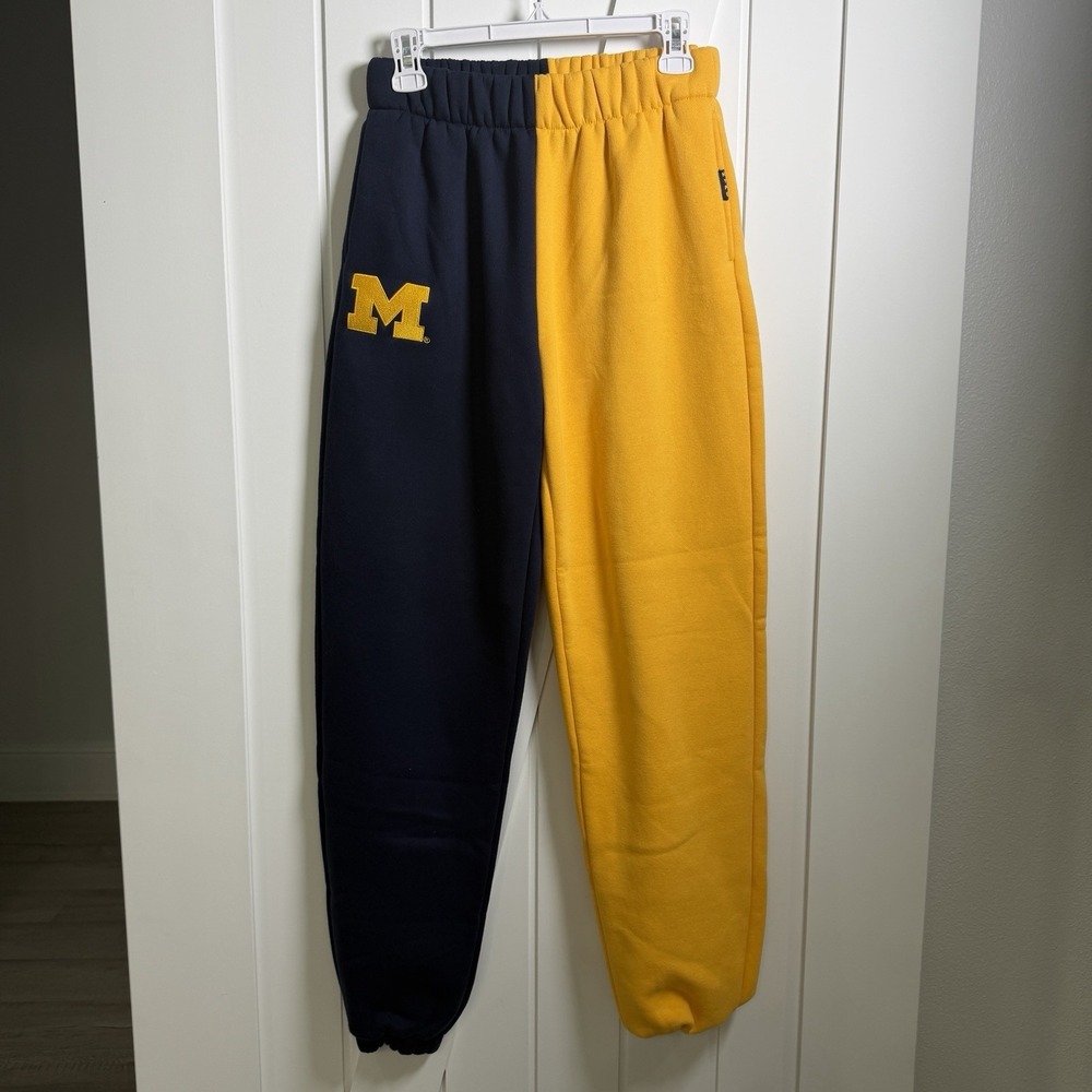 Hype and Vice University of Michigan colorblock sweatpants Size Small BlueYellow